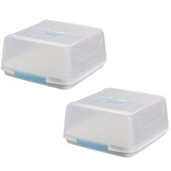 2er Set eckige Transport-Kuchenboxen Blau BPA-frei mit...