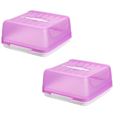 2er Set Transport-Kuchenbox Pink – BPA-frei mit Tragegriff & Klickverschluss