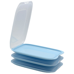 3x Stapelbare Aufschnittbox Frischhaltedose Wurst Beh&auml;lter Aufschnittdose Blau