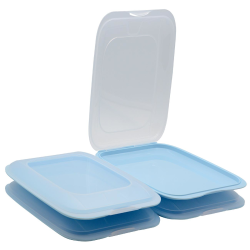 4x Stapelbare Aufschnittbox Frischhaltedose Wurst Behälter Aufschnittdose Blau