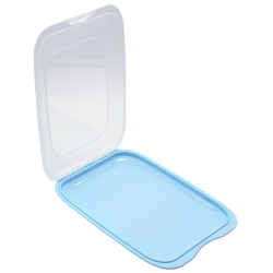 4x Stapelbare Aufschnittbox Frischhaltedose Wurst Beh&auml;lter Aufschnittdose Blau