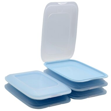 ENGELLAND Aufschnittbox Hellblau 5er Set – stapelbare Frischhaltedosen 25×17×3,3 cm, BPA frei, mikrowellen  & gefriergeeignet
