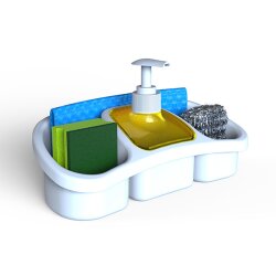 Mehrzweck-Seifenspender Lila 250 ml mit Pumpe & Ablage – BPA frei, robust, ideal als Spül-Organizer für Küche & Bad