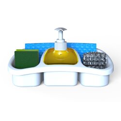 Mehrzweck-Seifenspender Lila 250 ml mit Pumpe & Ablage – BPA frei, robust, ideal als Spül-Organizer für Küche & Bad