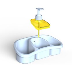 Mehrzweck-Seifenspender Lila 250 ml mit Pumpe & Ablage – BPA frei, robust, ideal als Spül-Organizer für Küche & Bad