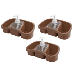 3× BPA-freier Seifenspender Braun 250 ml – nachfüllbar, Kunststoff, für Küche, Bad & Büro