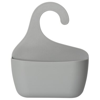 Grauer Badkorb mit Haken – modernes Duschregal aus BPA-freiem, wasserabfließend