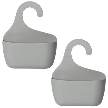 2er Set Badkorb Grau mit Haken – Modernes Duschregal BPA-frei, einhängbar & wasserabfließend