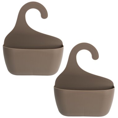 2er Set Badkorb Braun mit Haken – Natürliches Duschregal BPA-frei, einhängbar & wasserabfließend