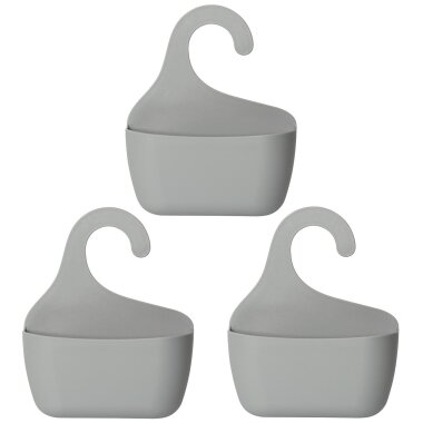 3er Set Badkorb Grau mit Haken – Modernes Duschregal BPA-frei, einhängbar & wasserabfließend