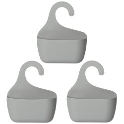 3er Set Badkorb Grau mit Haken – Modernes...