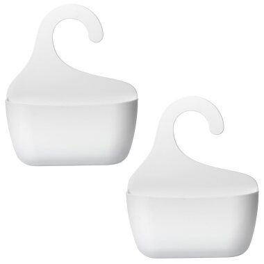 2er Set Badkorb Weiß mit Haken – Duschregal & Aufbewahrungskörbe BPA-frei, einhängbar & wasserabfließend