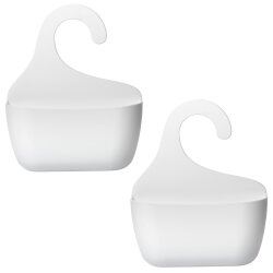 2er Set Badkorb Weiß mit Haken – Duschregal...