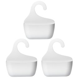 3er Set Badkorb Weiß mit Haken – Duschregal...