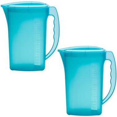 2× ENGELLAND Getränkekrug Uni Blau – BPA-frei, 2 L, mit Wipp-Deckel, spülmaschinenfest, ideal für Saft, Wasser, Eistee – Küche, Garten & Büro