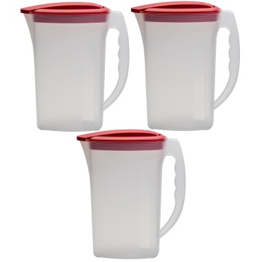 ENGELLAND 3er-Set Getränkekrug Rot 2 L – BPA-frei, Wipp-Deckel, spülmaschinenfest