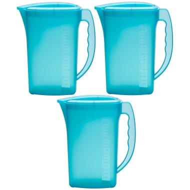 3× ENGELLAND Getränkekrug Uni Blau – BPA-frei, 2 L, mit Wipp-Deckel, spülmaschinenfest, ideal für Saft, Wasser, Eistee – Küche, Garten & Büro