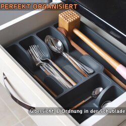 ENGELLAND Besteckkasten Beige mit 6 Fächern – BPA-freier Kunststoff, passt in Standard-Schubladen, spülmaschinenfest, Farbe Beige