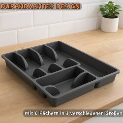 ENGELLAND Besteckkasten Beige mit 6 Fächern – BPA-freier Kunststoff, passt in Standard-Schubladen, spülmaschinenfest, Farbe Beige