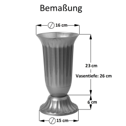 Au&szlig;en Vase Garten Grab rund robuster Kunststoff mit...