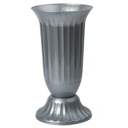 Außen-Vase rund in Grau für Garten oder Grab...