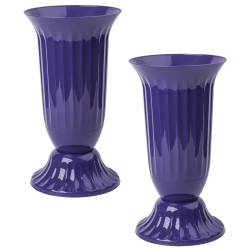 2x Au&szlig;en Vase Garten Grab rund robuster Kunststoff mit abnehmbarem Stand Fu&szlig;