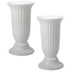 Weiße Außenvase für Garten & Grab...