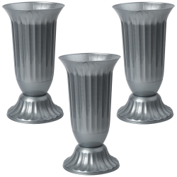 3x Außen Vase Garten Grab rund robuster Kunststoff...