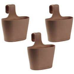 3er-Set Balkon-Blumenkästen oval 2,8 l Braun –...