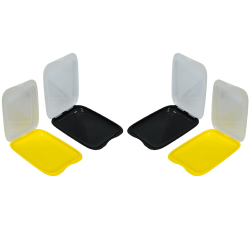 4er Set Schwarz Gelb stapelbare Aufschnittbox Frischhaltedose Aufschnittdose