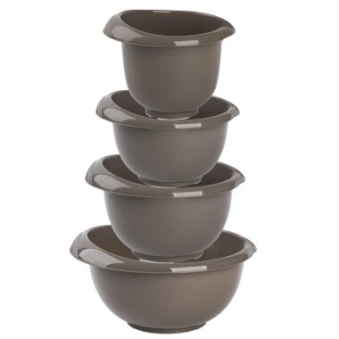 ENGELLAND 4er Set Backschüsseln Braun – Robuste Rührschüsseln aus BPA-freiem Kunststoff, stapelbar, spülmaschinenfest für Küche & Backen