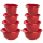 2x Backsch&uuml;sseln R&uuml;hrsch&uuml;ssel Quirltopf Salatsch&uuml;ssel stapelbar rutschfest Silikonf&uuml;&szlig;e Einhandgriff Ausgie&szlig;er Kunststoff 4er-Set Rot