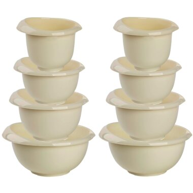 ENGELLAND 2x 4er Back- & Rührschüsseln-Set Beige – 8 Schüsseln 1,7–5 L, stapelbar, BPA-frei & spülmaschinenfest