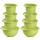 2x Backschüsseln Rührschüssel Quirltopf Salatschüssel stapelbar rutschfest Silikonfüße Einhandgriff Ausgießer Kunststoff 4er-Set Grün