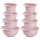 2x Backschüsseln Rührschüssel Quirltopf Salatschüssel stapelbar rutschfest Silikonfüße Einhandgriff Ausgießer Kunststoff 4er-Set Rosa