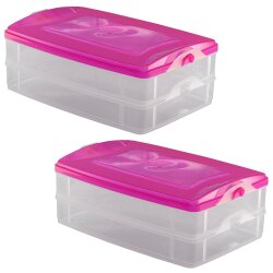 ENGELLAND 2 x 2-teilige Frischhaltedosen Rosa, BPA-frei,...