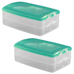 2x 2-teilige Frischhaltedose mit Deckel Behälter Aufbewahrungsbox 2 x 1,2L
