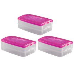 ENGELLAND 3x 2-teilige Frischhaltedosen Rosa 12 L –...