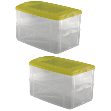 2x 2-teilige Frischhaltedose mit Deckel Beh&auml;lter Aufbewahrungsbox 2 x 2,2L