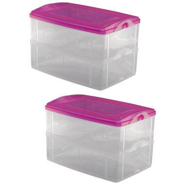 ENGELLAND 2x 2,2 L Frischhaltedosen Rosa, stapelbar, luftdicht, BPA-frei & lebensmittelecht