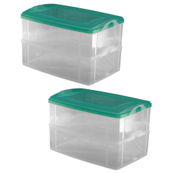2x 2-teilige Frischhaltedose mit Deckel Behälter Aufbewahrungsbox 2 x 2,2L