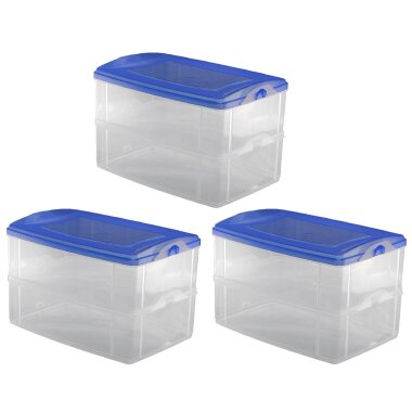 ENGELLAND 3x 2,2 L Frischhaltedosen mit Deckel – stapelbar, luftdicht, BPA-frei, lebensmittelecht, blau – ideal für Vorrat und Aufbewahrung
