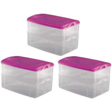ENGELLAND 3x 2,2 L Frischhaltedosen Rosa, stapelbar, luftdicht, BPA-frei & lebensmittelecht