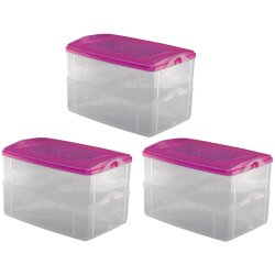 ENGELLAND 3x 2,2 L Frischhaltedosen Rosa, stapelbar,...
