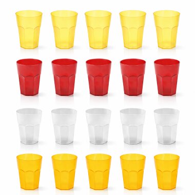 Engelland 4er Set robuste Hartplastikbecher 400 ml – Bunter Farb-Mix