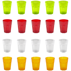 20x Kunststoffbecher Trinkbecher Plastikbecher Trink-Gläser Mehrweg Bunt 0,4l