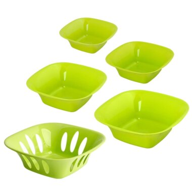 5-teilige stapelbare Aufbewahrungsschalen Grün – BPA-frei, vielseitig einsetzbar, platzsparend, ideal für Obst, Snacks und Dekoration