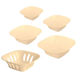 3×5-teiliges Schüssel-Set Beige – stapelbare Kunststoff Schüsseln Küche