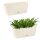 2x Ovaler Blumenkasten Beige mit Wasserauffangschale für Balkon & Garten