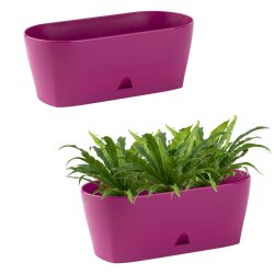 2x Ovaler Blumenkasten Lila mit Wasserauffangschale...